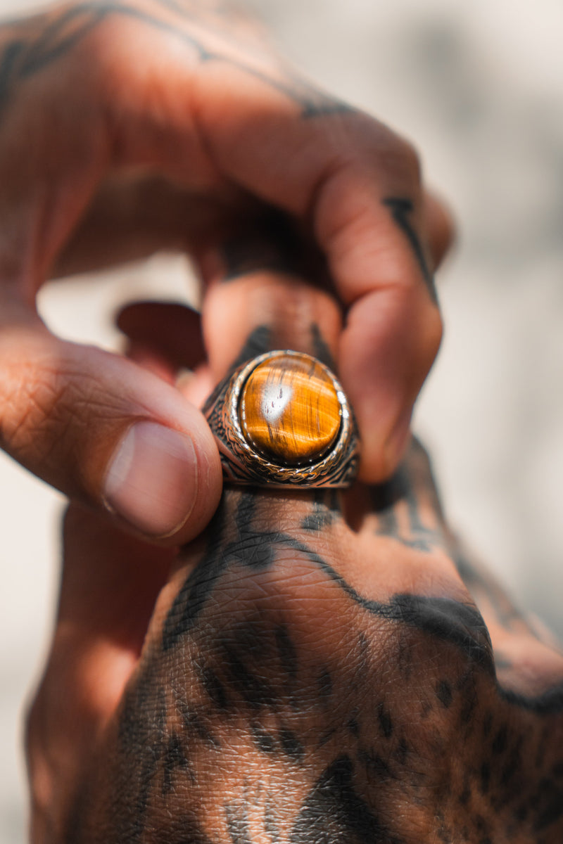 Imperial Tiger's Eye Ring- Stainless Steel Ring – Relentless Betrayal