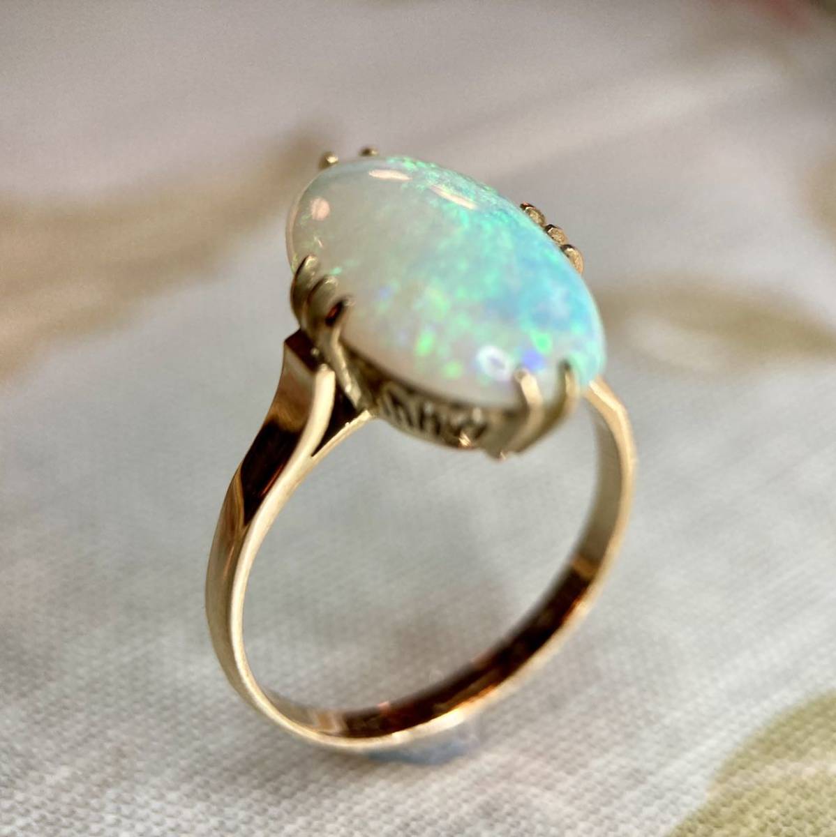 昭和レトロ k18刻印 天然オパール リング 千本透かし 18金 刻印｜Yahoo