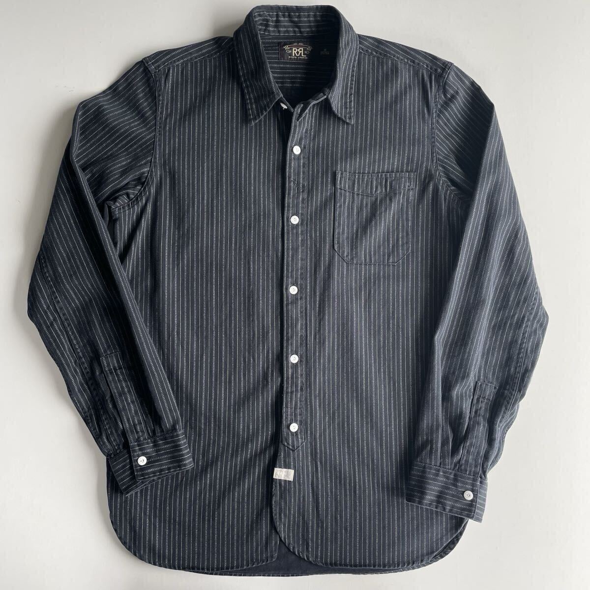 傑作】RRL “Black Striped Work Shirt” M ブラック ストライプ ワーク