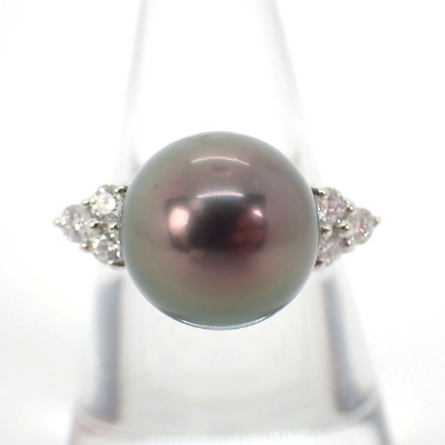 黒蝶真珠✨Pt900 パールリング指輪ダイヤブラックパール