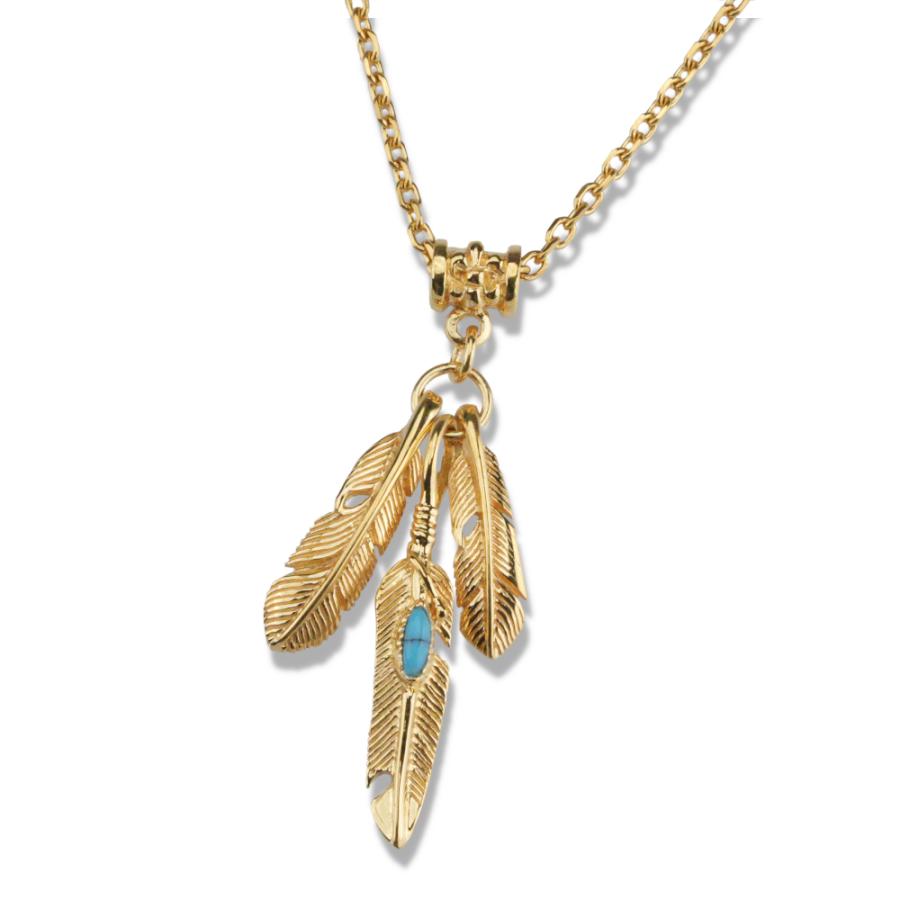 トリプルフェザー シルバー 925 24Kゴールド コーティング ネックレス