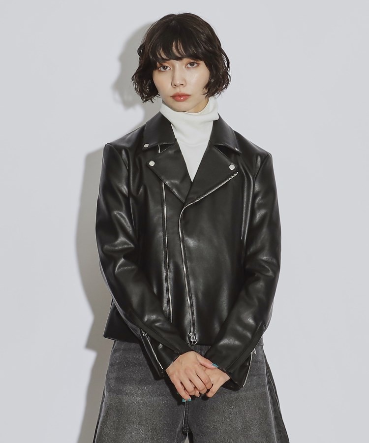 WEB限定】シンセティックレザーダブルライダースジャケット