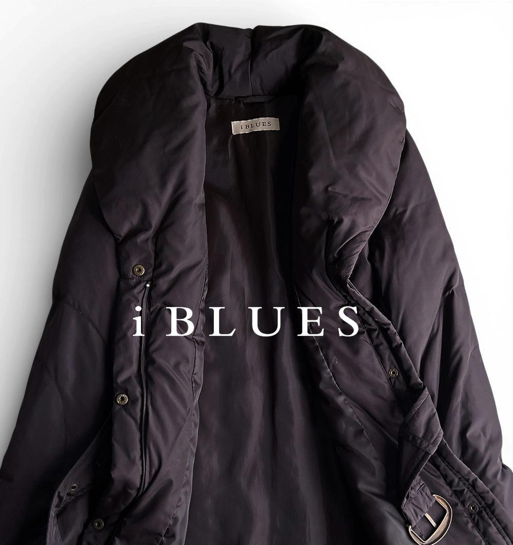 美品 マックスマーラiBLUES ショールカラー ベルト付 ロングダウン