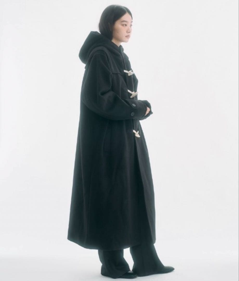 FEKETE high-neck ハイフードロングダッフルコート Sサイズ セール】high-neck hooded long duffle coat / ハイフードロング