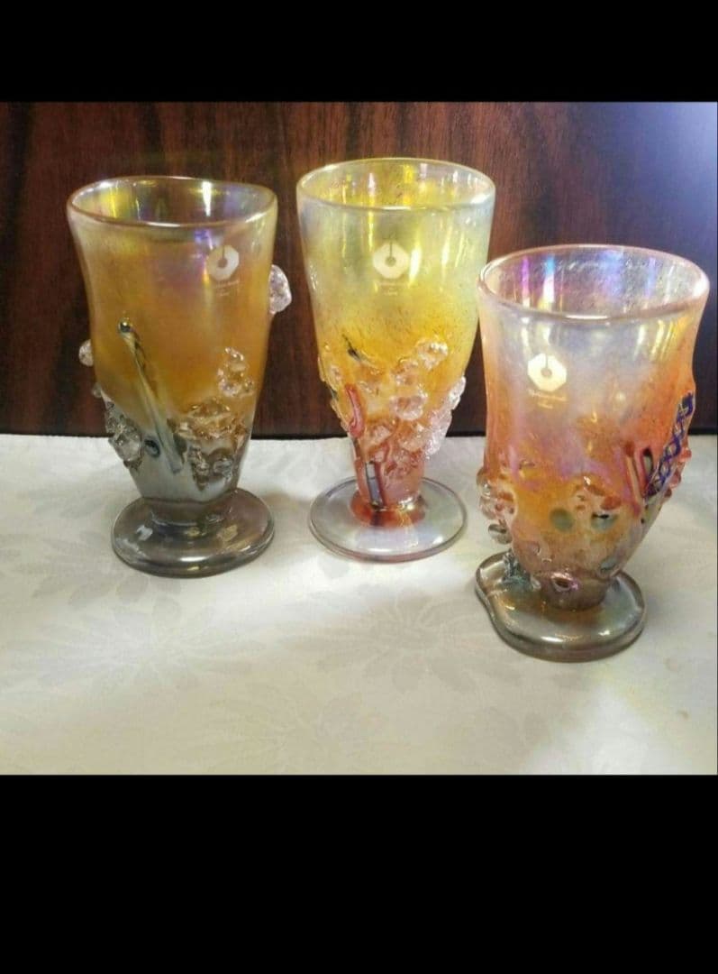 The Glass Studio in Otaruの手作りガラス三点です 小樽で吹きガラス体験！グラススタジオ イン オタルで作るカップルの